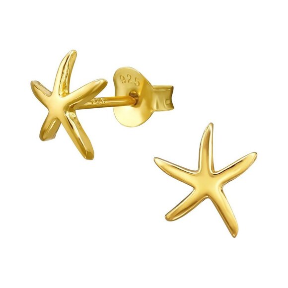 24k Gold Vermeil Starfish Stud Earrings - Picture 1 of 11